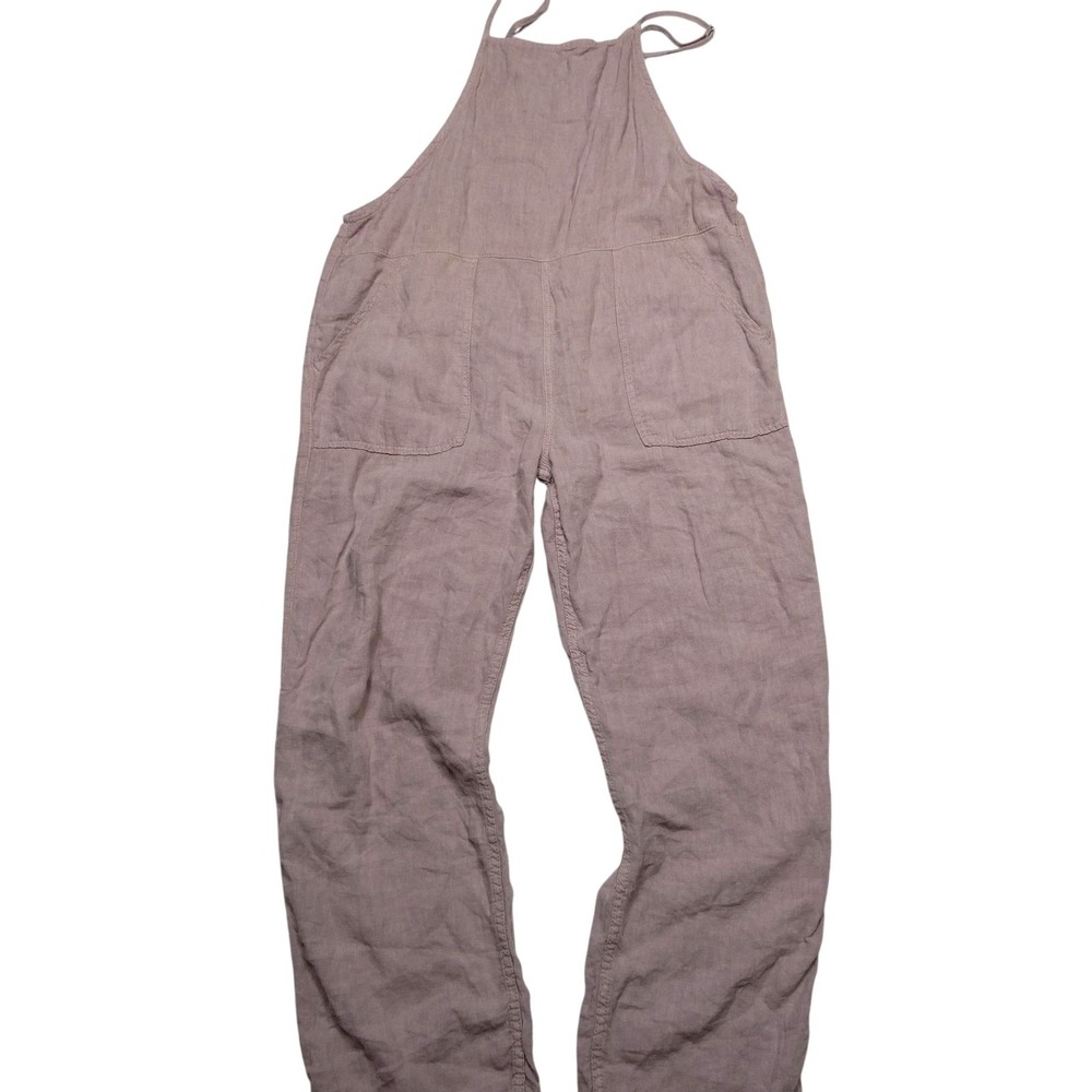 BDG Overalls Womens Medium Pink 100% Linen Tie Strap Square Neck Pockets Relaxed